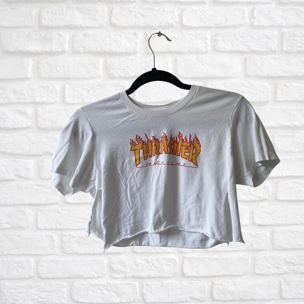 Reworked Thrasher Cropped T-shirt By Kiana’s Drip